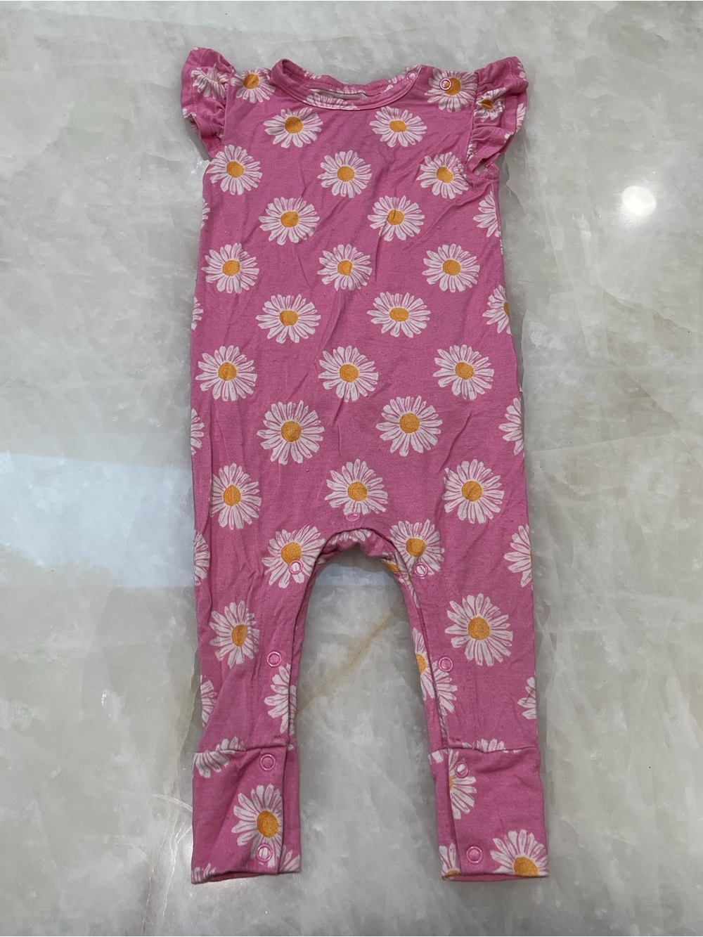Posh peanut Pink Daisy Print Girls' One-Piece Romper